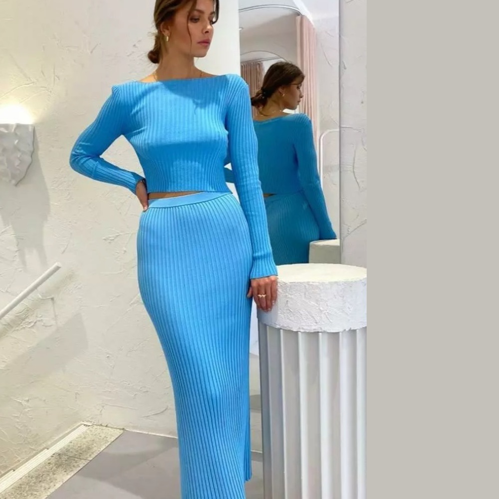 BEC & BRIDGE EDEN PLEATED MAXI SKIRT & TOP AZURE